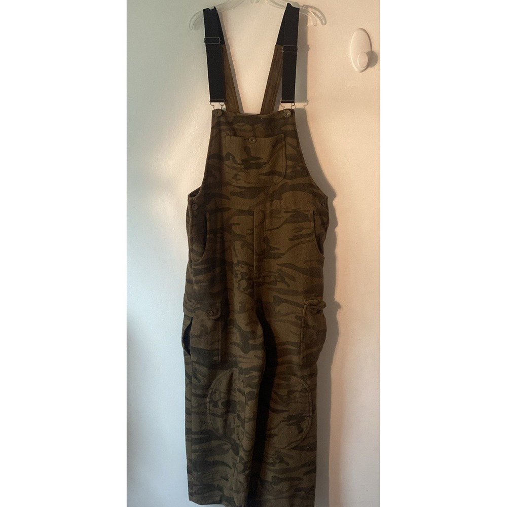 Brents Outdoors Vtg 90s Wool Blend Camo Cargo Hunting Bib Overalls Mens Sz M